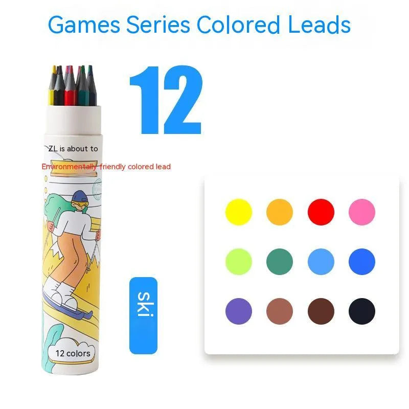 Zhenglin Sports Series coloured pencils in multiple colour sets with paper barrels and standard or erasable lead options