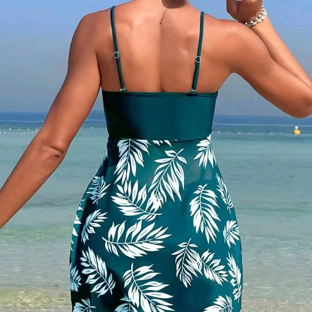 Women's high waist mesh swim boxers in black, blue and peacock green colours with split-leg design