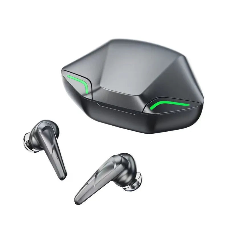 Wireless Bluetooth gaming headset with portable charging case in Black, Grey, White, or Yellow colour