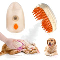 Yellow 4-in-1 cat steam brush with silicone teeth, water tank, USB port, and UV ringworm detection lamp.