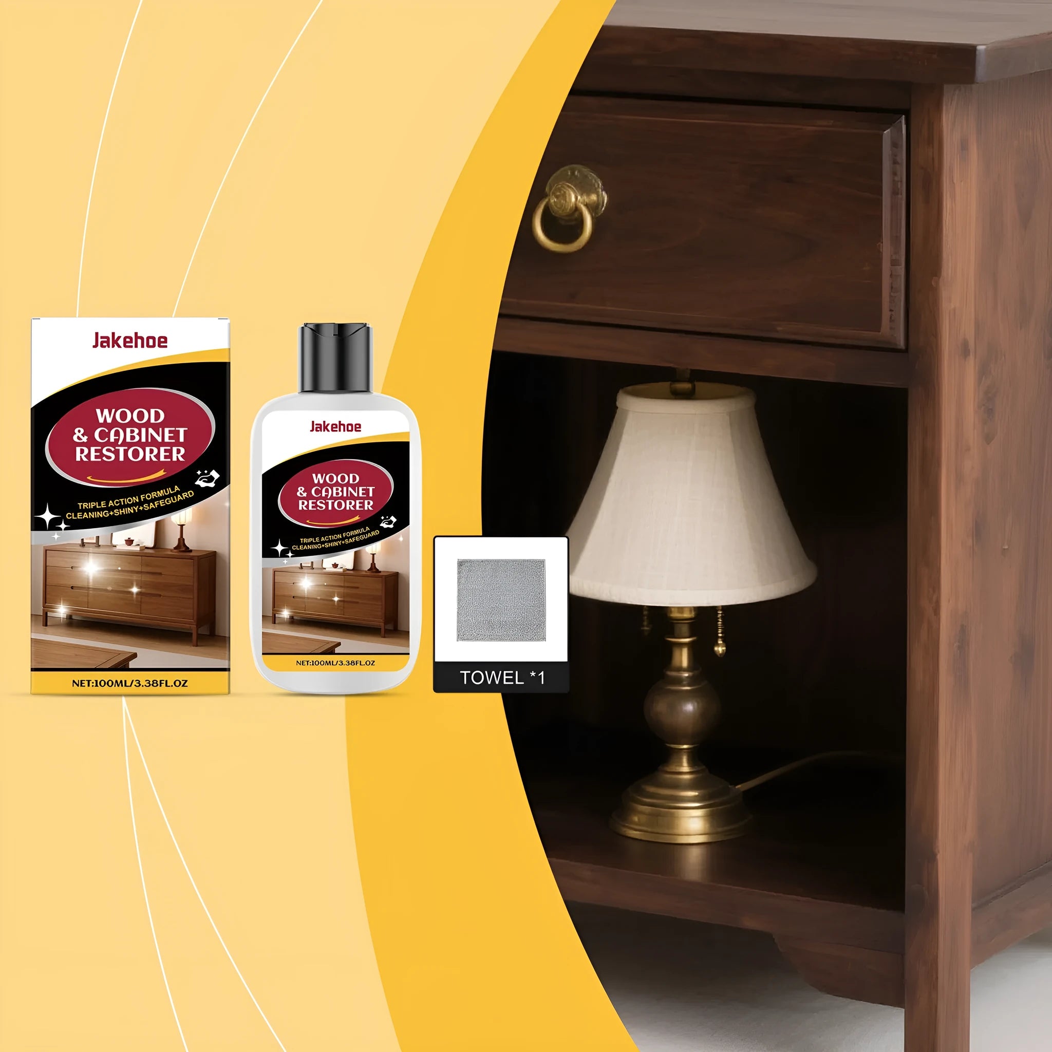Wooden furniture scratch care agent kit with 100ml bottle and 20x20cm microfiber application towel