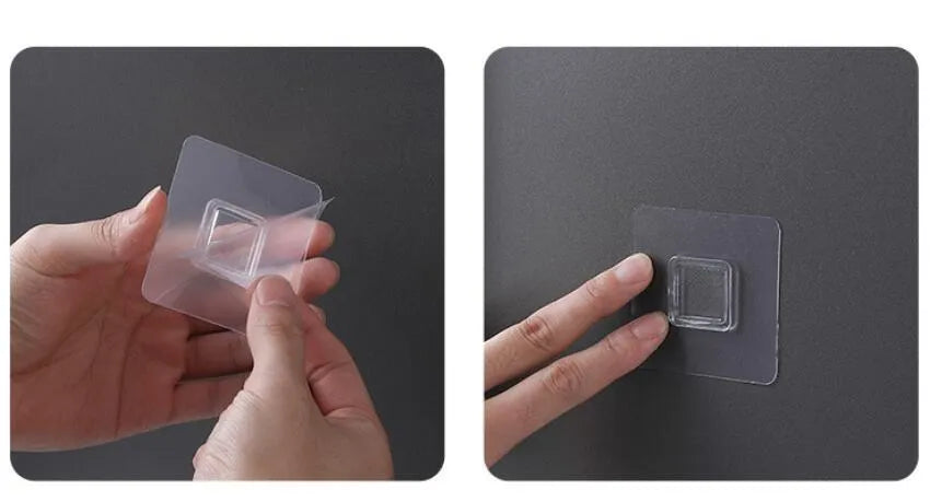 Blue automatic toothpaste dispenser with wall-mount bracket on a bathroom wall