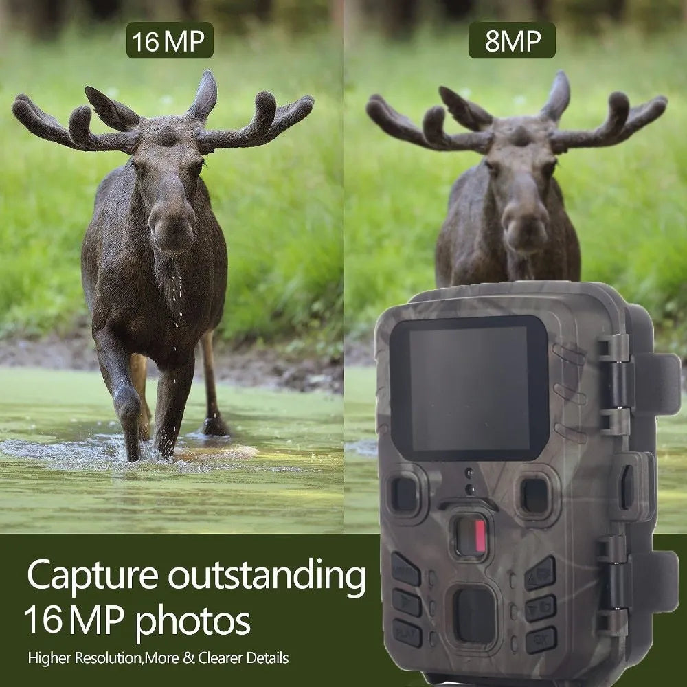 Black monitoring infrared night vision device with 12MP resolution and TF Card storage