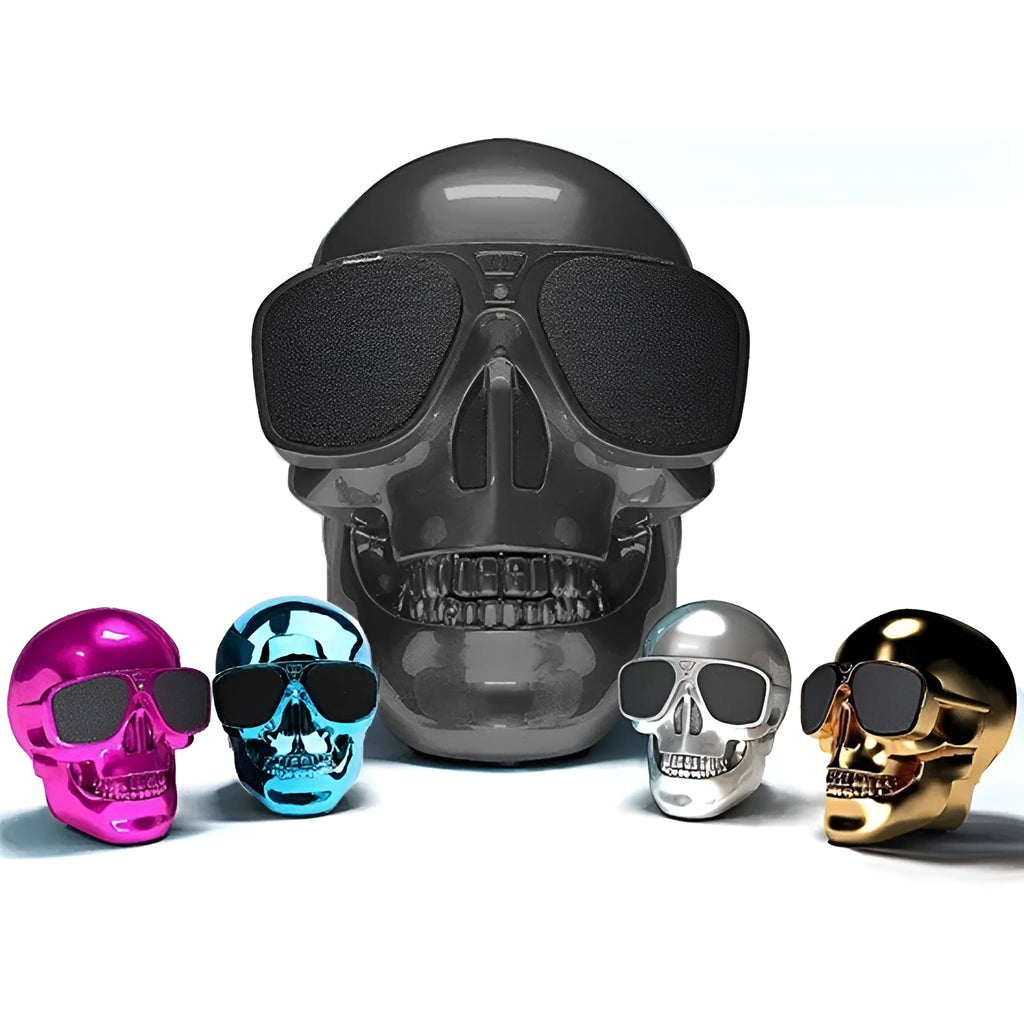 Skull design wireless Bluetooth speaker with 10-hour battery in limited edition colours