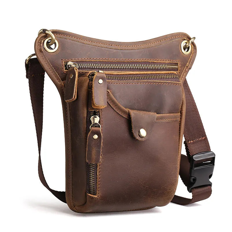 Crazy horse leather vintage satchel bag in black, brown, and crocodile pattern options.