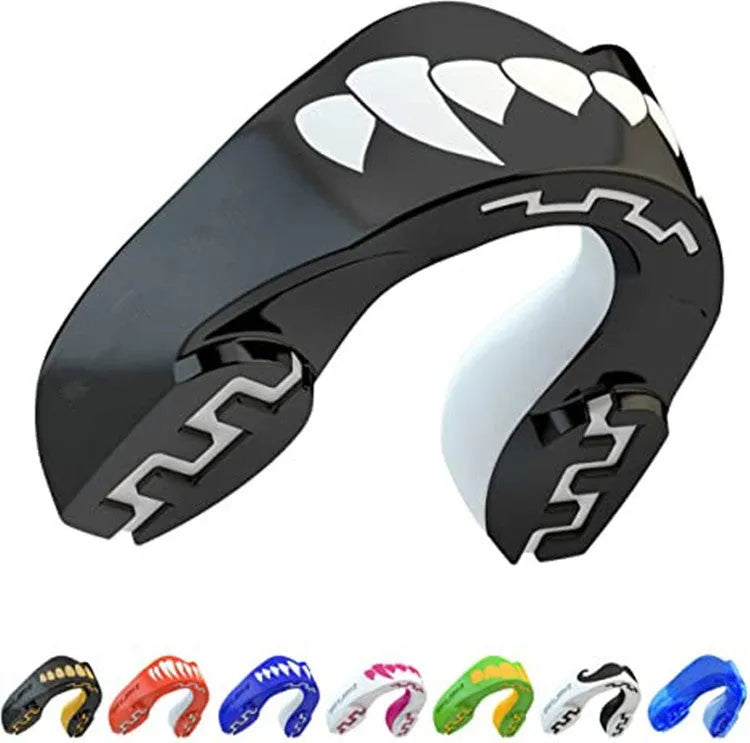 Adult boxing sports mouthguard with printed teeth pattern in choice of colours
