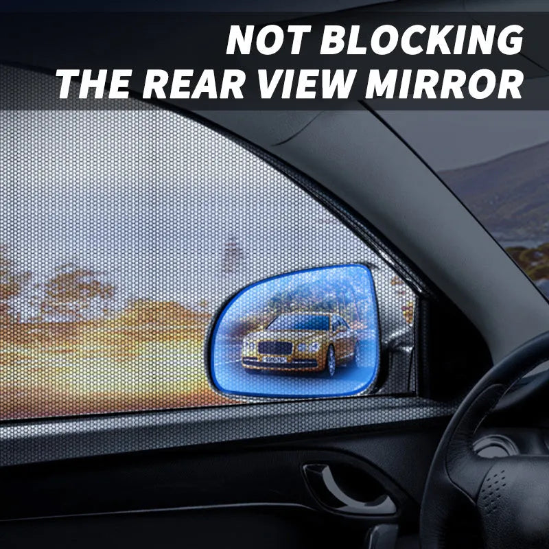 Four-piece car side window sunshades with mesh fabric for front and rear windows