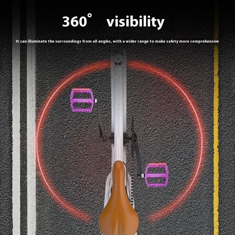 Aluminium alloy bicycle pedals with integrated 710LED luminous lighting in multiple colour options