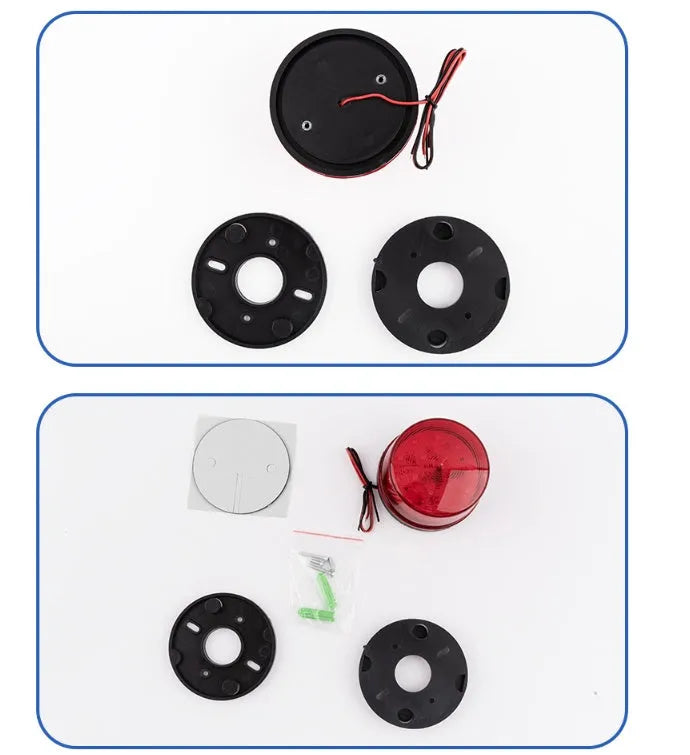 Small 24V warning alarm light with rotating strobe and 105dB siren in red yellow blue green colour options