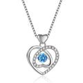 Blue diamond coloured heart necklace and bracelet set with gemstone inlay on an adjustable copper chain.