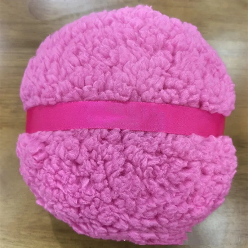 Oversized rectangular plush powder puff measuring 150x75mm in pink, white and skin colour options