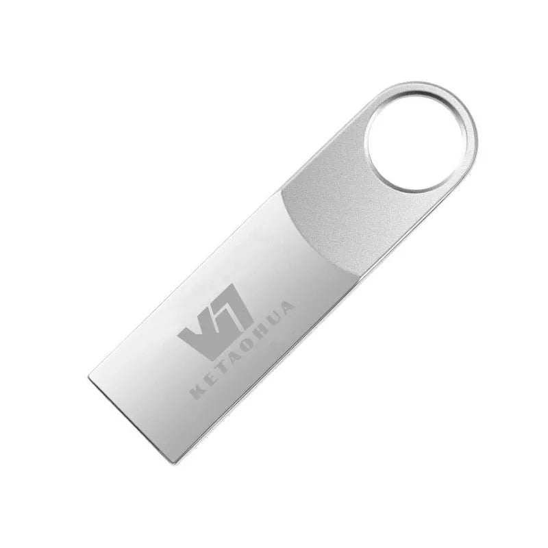 Metal car-shaped USB flash drive in silver, gold, rose gold, or black, showing compact size and USB connector.
