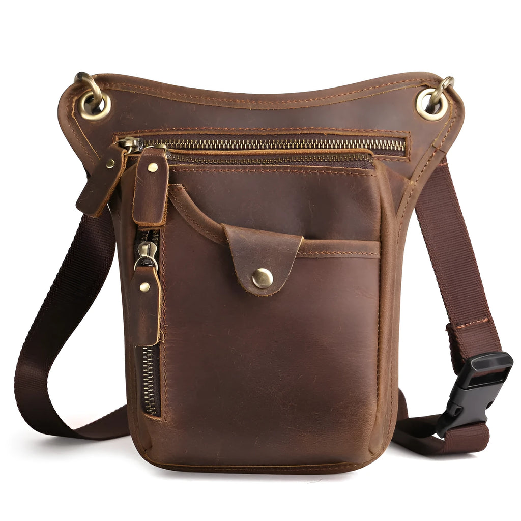 Crazy horse leather vintage satchel bag in black, brown, and crocodile pattern options.