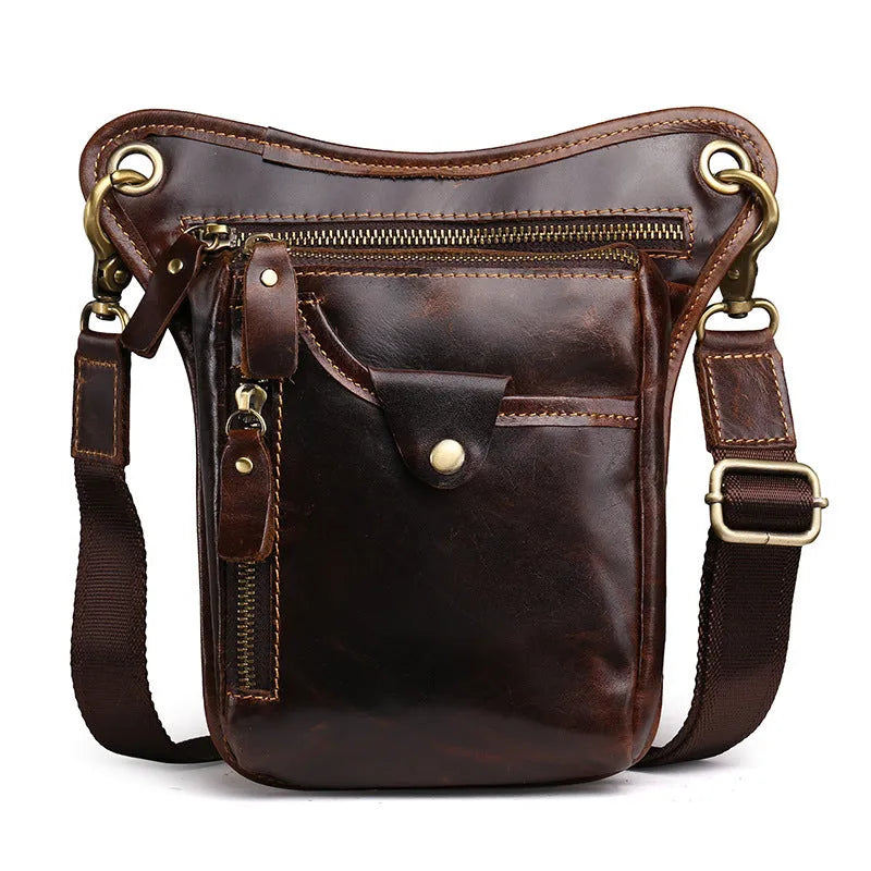 Crazy horse leather vintage satchel bag in black, brown, and crocodile pattern options.
