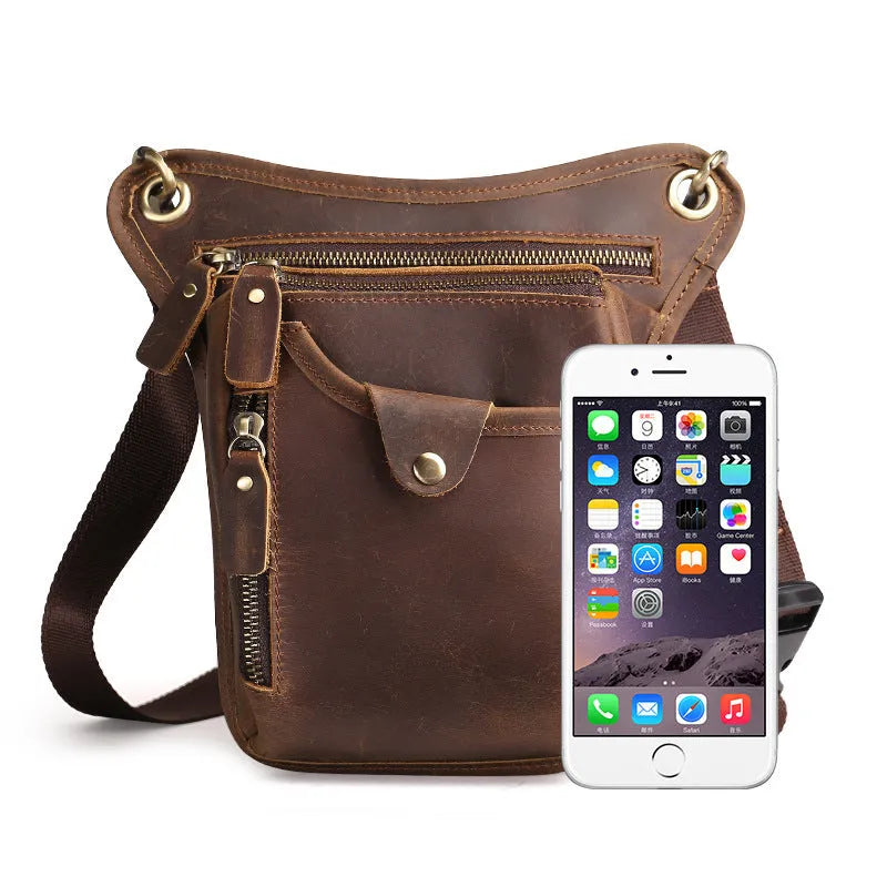 Crazy horse leather vintage satchel bag in black, brown, and crocodile pattern options.