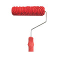 Red 7 inch texture paint embossing roller for creating patterned wall finishes