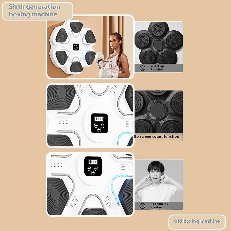 Smart music boxing machine wall target with electronic reaction lights and hanging design