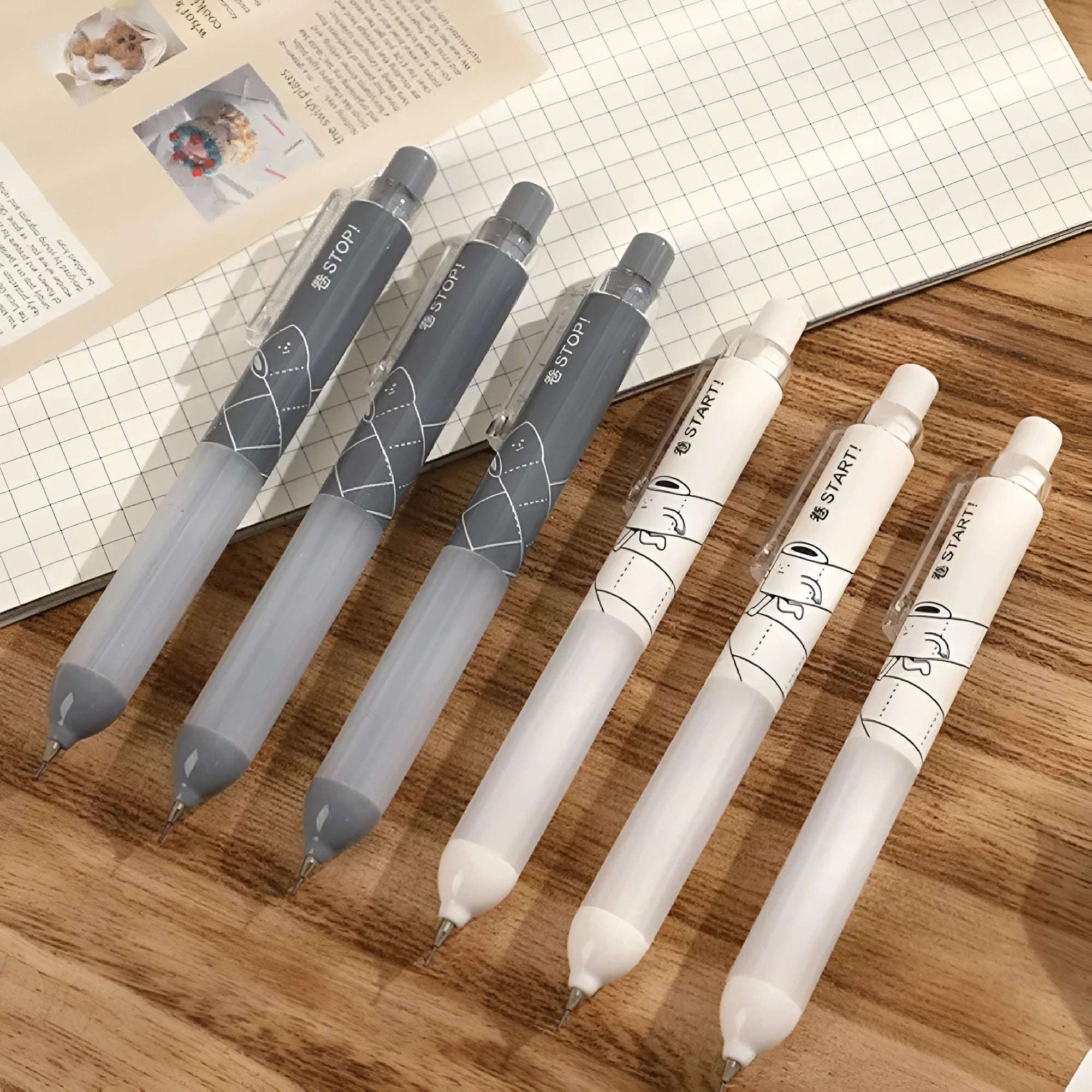 0.5mm automatic pencil with cloud grip in black and white colours