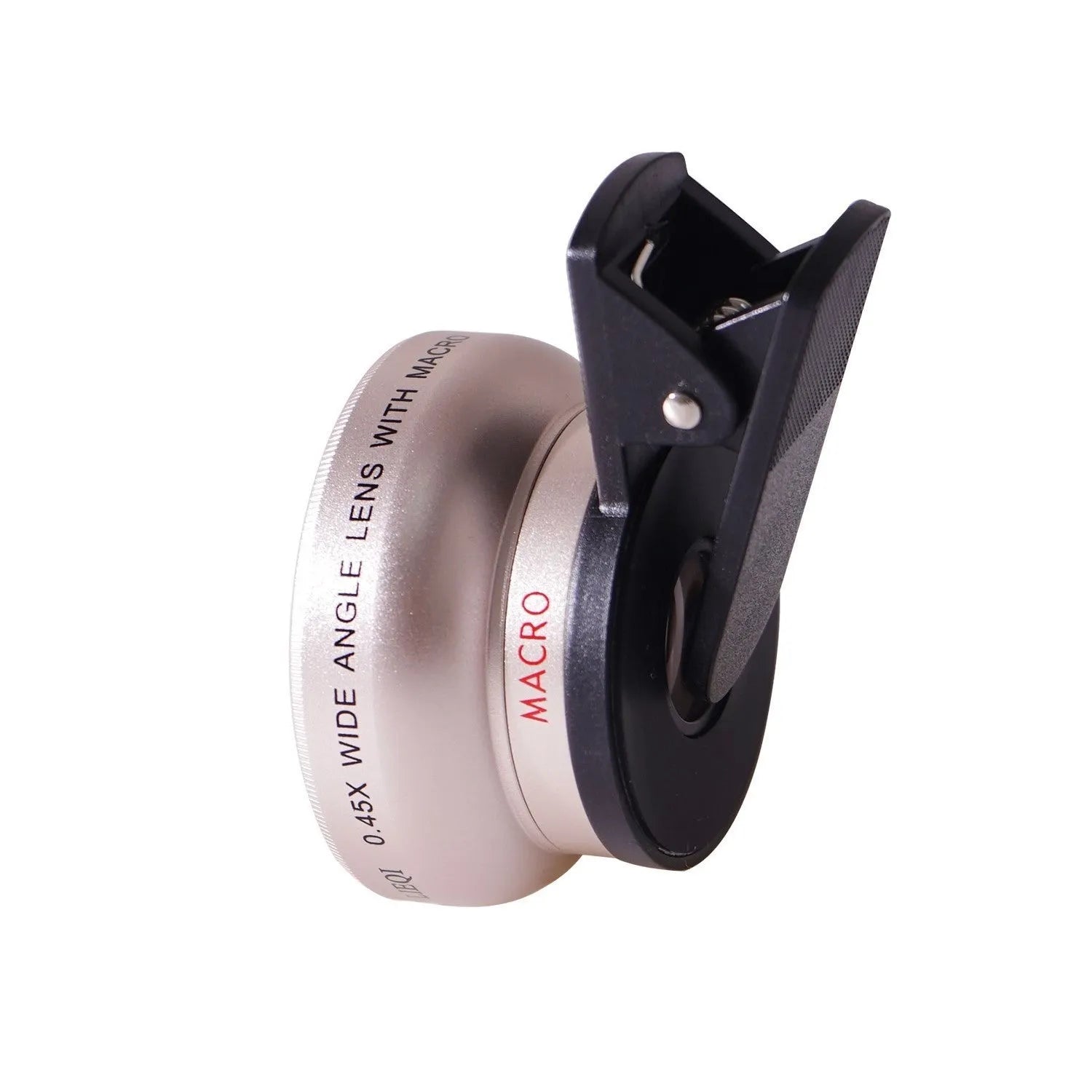 LIEQI 0.45X wide angle and macro external lens for mobile phone camera in silver finish