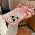 Ultra-thin transparent glitter gradient iPhone case with magnetic suction on a phone.