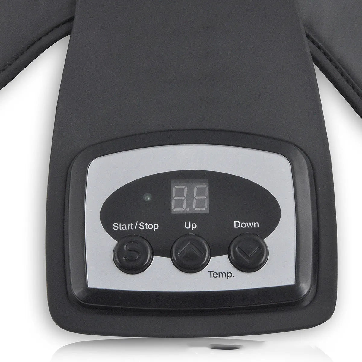 Infrared knee and shoulder massager with adjustable temperature control, knee pads, shoulder pads, and power adapter.