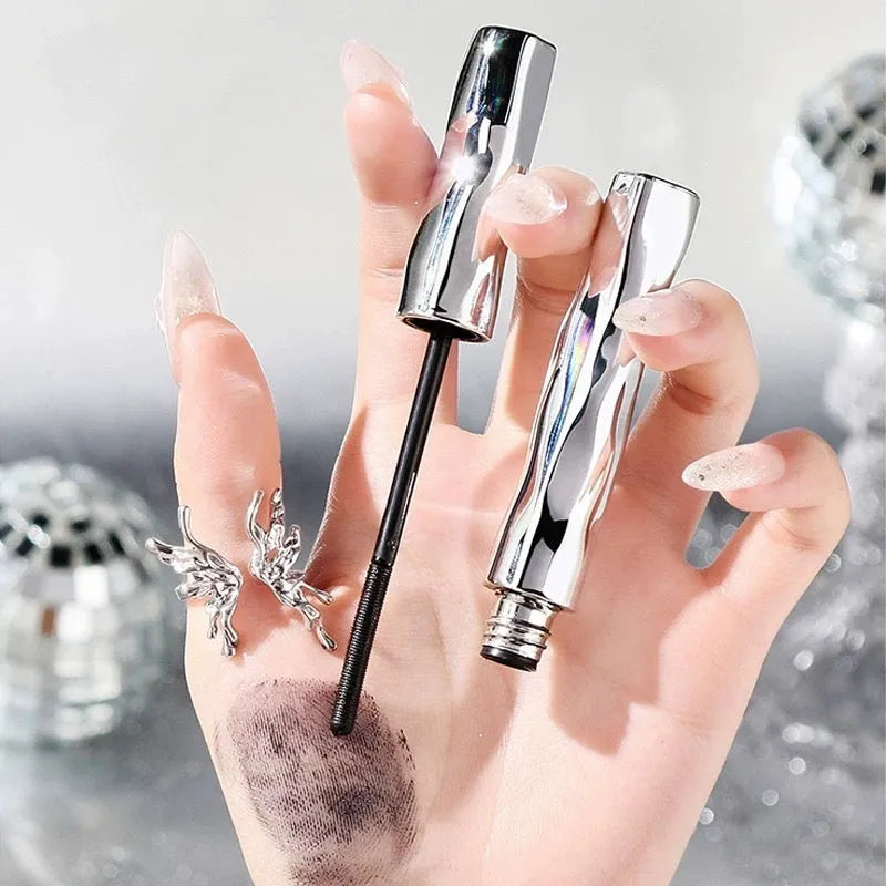 Steel tube waterproof mascara in black and brown colours with optional eyelash curler