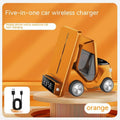 15W wireless fast charging stand bracket for phones in grey, orange, white, and yellow colour options.
