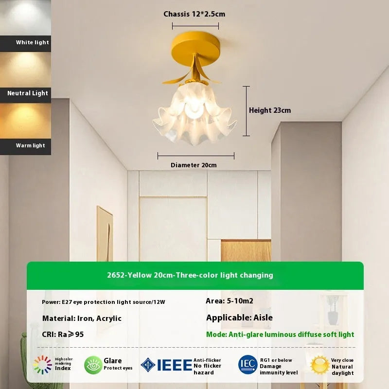 Cream coloured LED corridor light with Linglan flower design and modern simplistic style