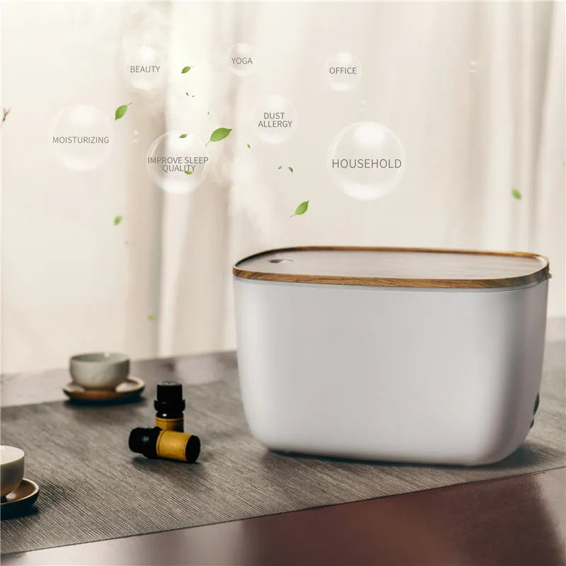 GX-22K white aroma diffuser humidifier with night light on a wooden table.