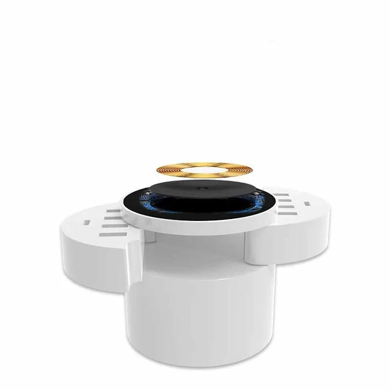 Ceramic white multi-port wireless circular charger with 8A output and international plug compatibility