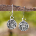 Bohemian style retro round earrings with distressed ethnic print and geometric zinc alloy construction