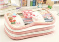 Japanese transparent heart pen bag with Korean style design in pink cake rabbit pattern