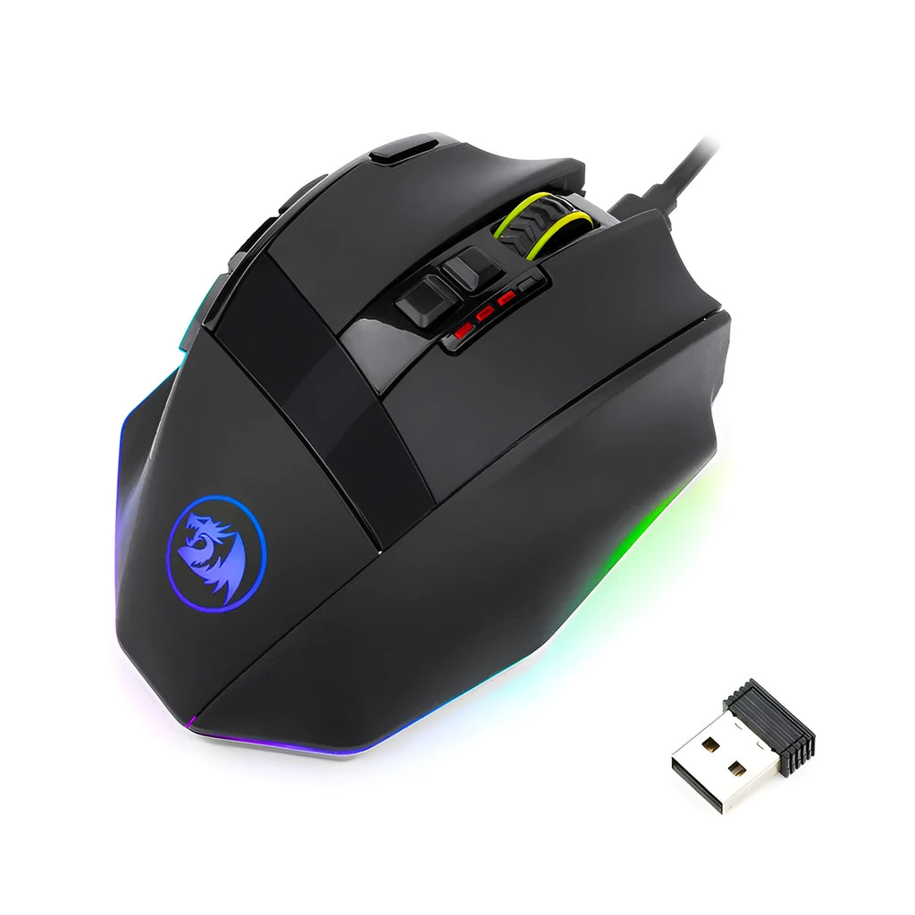 Black Redragon M801P wireless gaming mouse with nine programmable buttons
