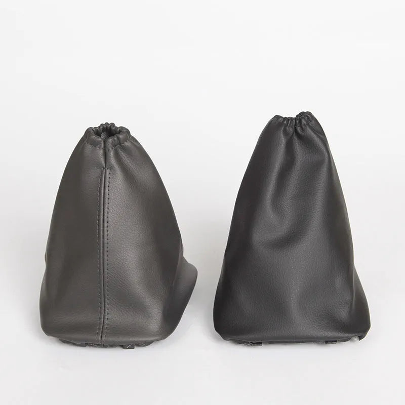 Black leather dust cover for a Toyota Corolla gear shift lever, showing dimensions.