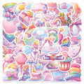 Waterproof decorative stickers with candy small items design in fresh colours, 50 sheets