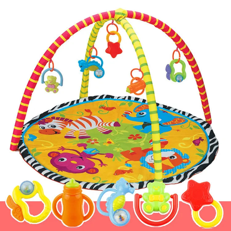 Velvet baby crawling carpet with animal designs for infant play and motor skill development