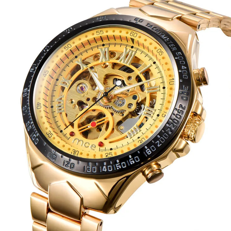MCE men's explosion-proof mechanical watch on wrist, showing multiple colour options.