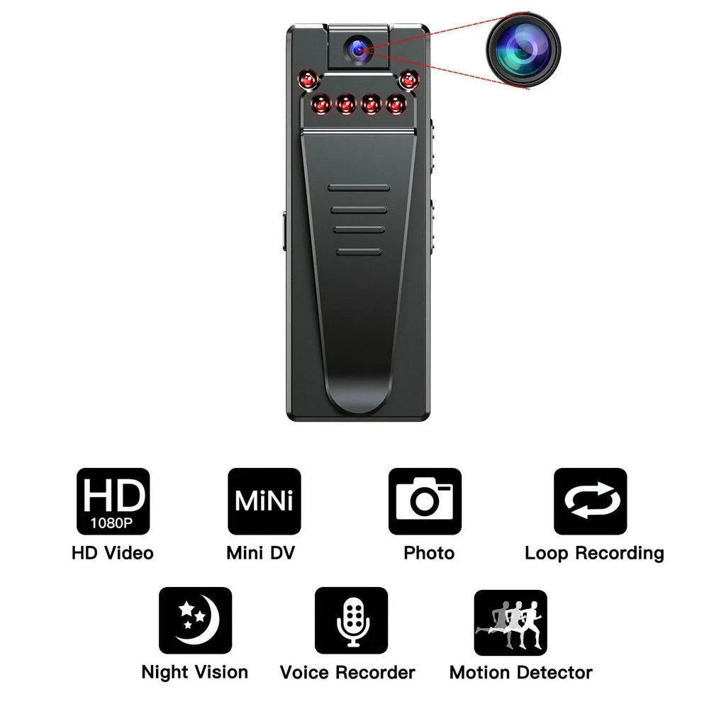 Black 1080p HD DV home camera with rotating body on a stand.