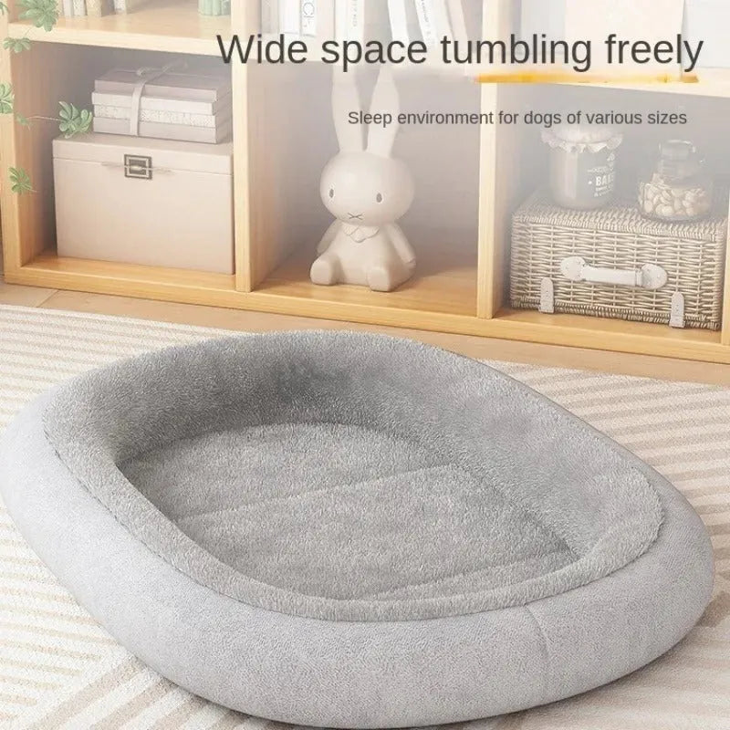 Insulated dog kennel for small and medium pets in grey, shown with a teddy breed dog inside.