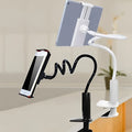 Black and white flexible mount holder with adjustable magnalium arm and suction base for phone tablet mounting