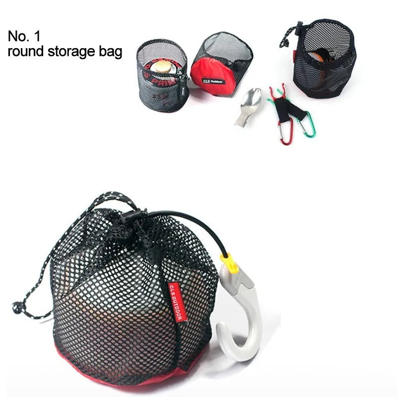 Red 5-piece Oxford cloth travel storage bag set with mesh panels and zipper closures