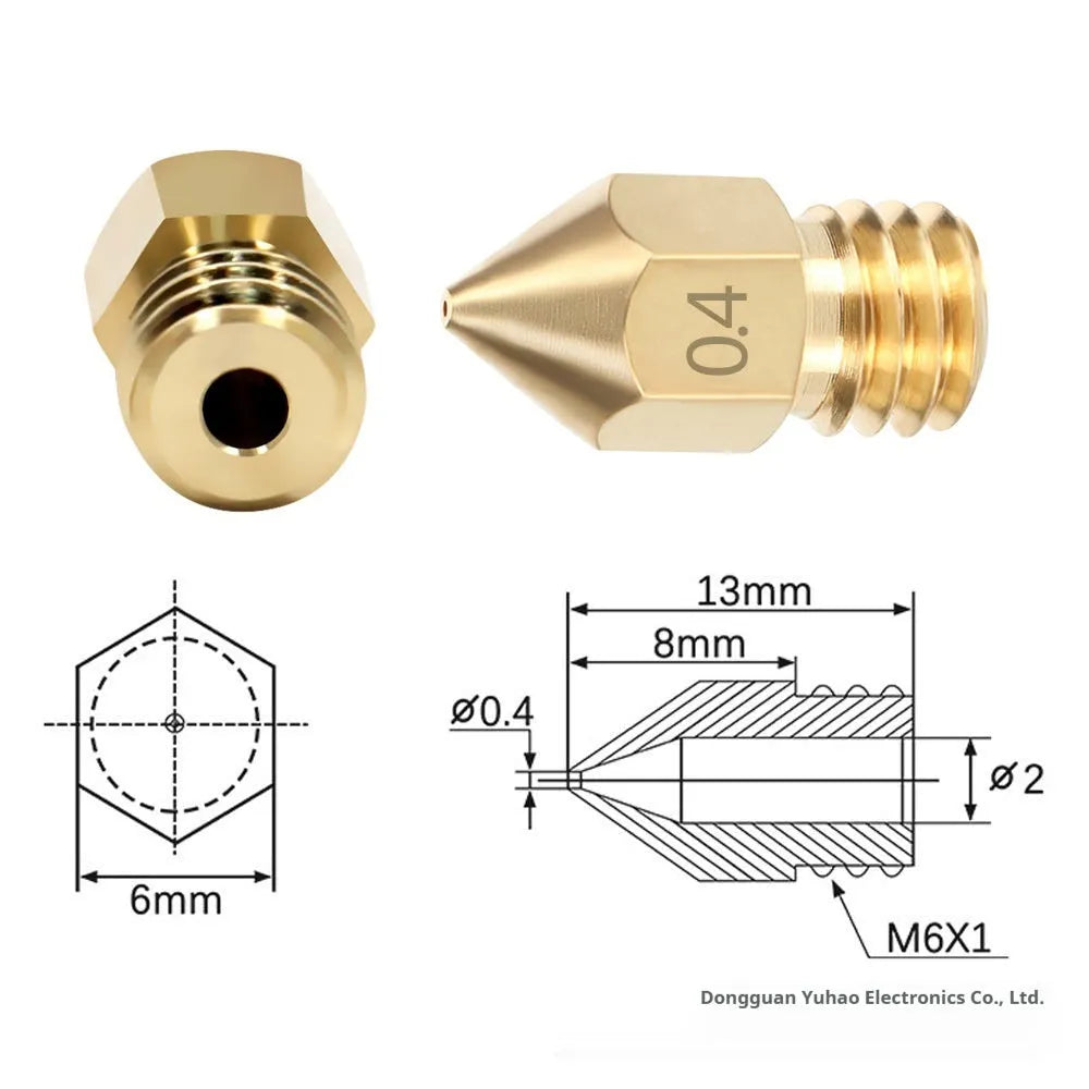 MK8 brass nozzle and stainless steel cleaning pin kit for 3D printer maintenance