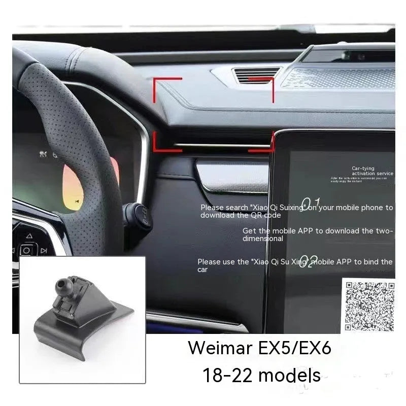 Goodway car air vent mobile phone holder with 360-degree rotating bracket mounted on a dashboard.