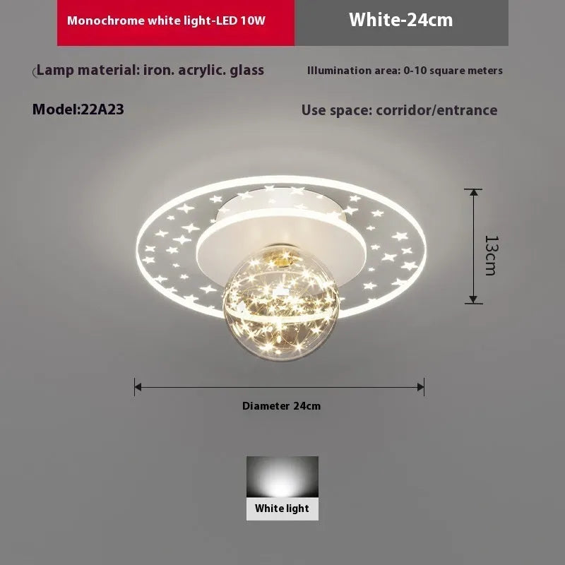Modern minimalist ceiling lamp for corridors in gold, black, or white finish with LED light.