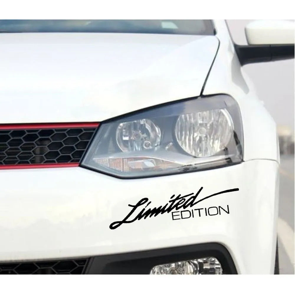 Reflective flexible plastic bumper sticker for cars, shown in black, white, and colourful design options.