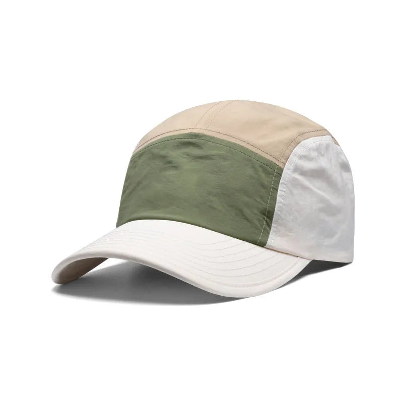 Men's quick-drying cotton polyester baseball cap in khaki colour with curved brim design