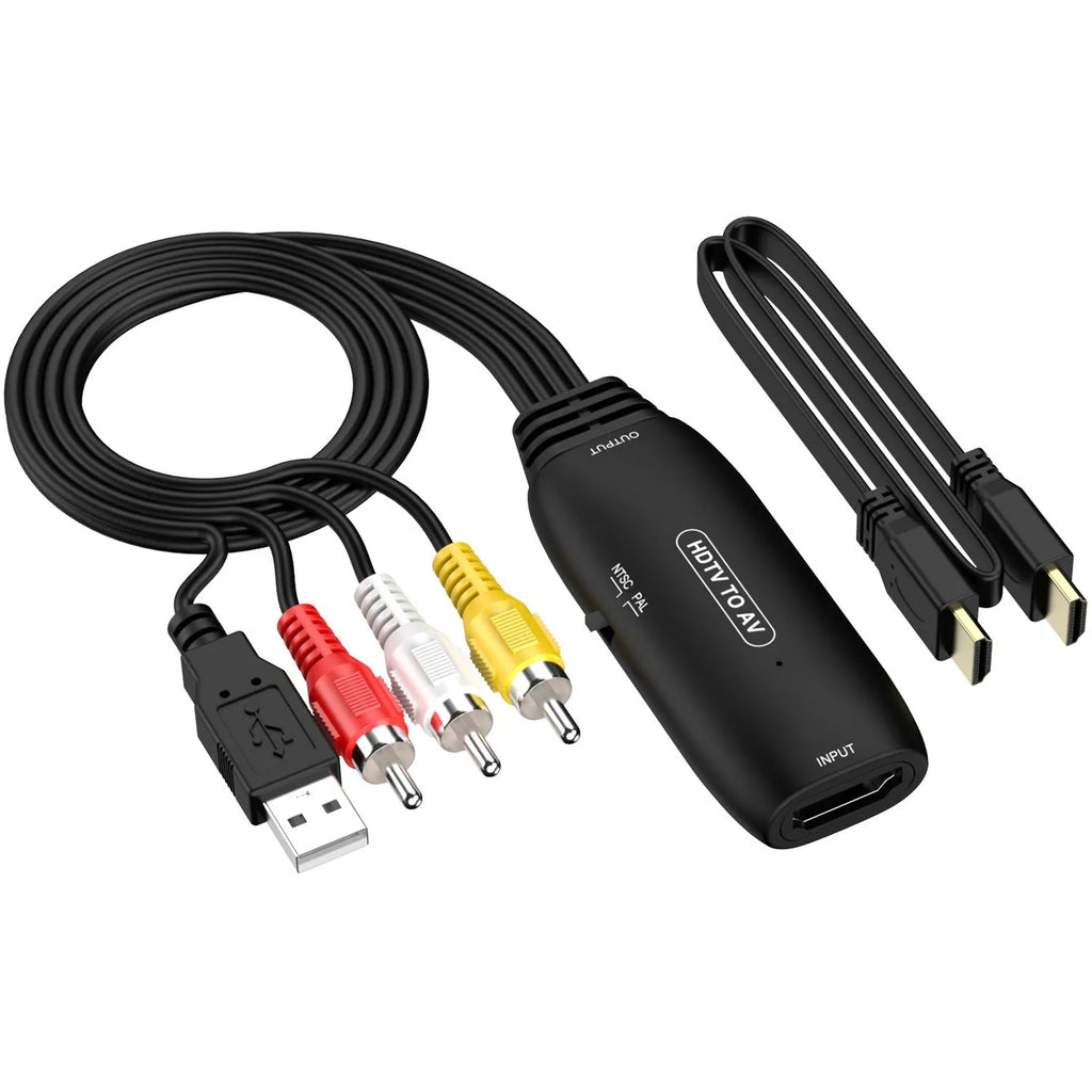 HDMI to AV converter adapter cable with 110cm length and two connection options