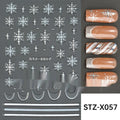 Black and silver striped nail sticker sheet with love pattern and cartoon design for French nail art.