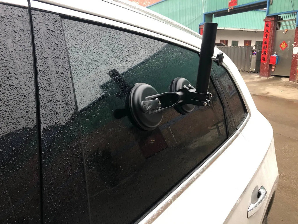 Black ABS plastic off-road car sucker base with round rubber disc for glass mounting