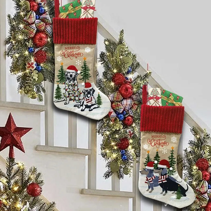 Cloth Christmas pendant with pet socks design measuring 46 by 28 centimetres